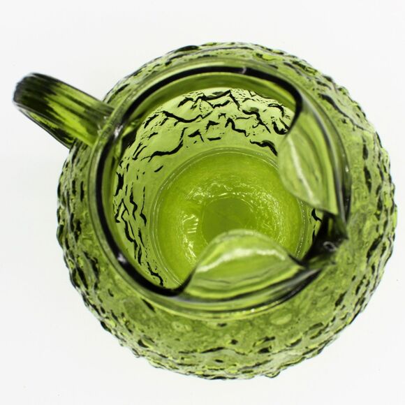 Vintage Anchor Hocking Lido Milano Green Textured Pitcher Crinkle Bubble Pattern - Picture 6 of 7